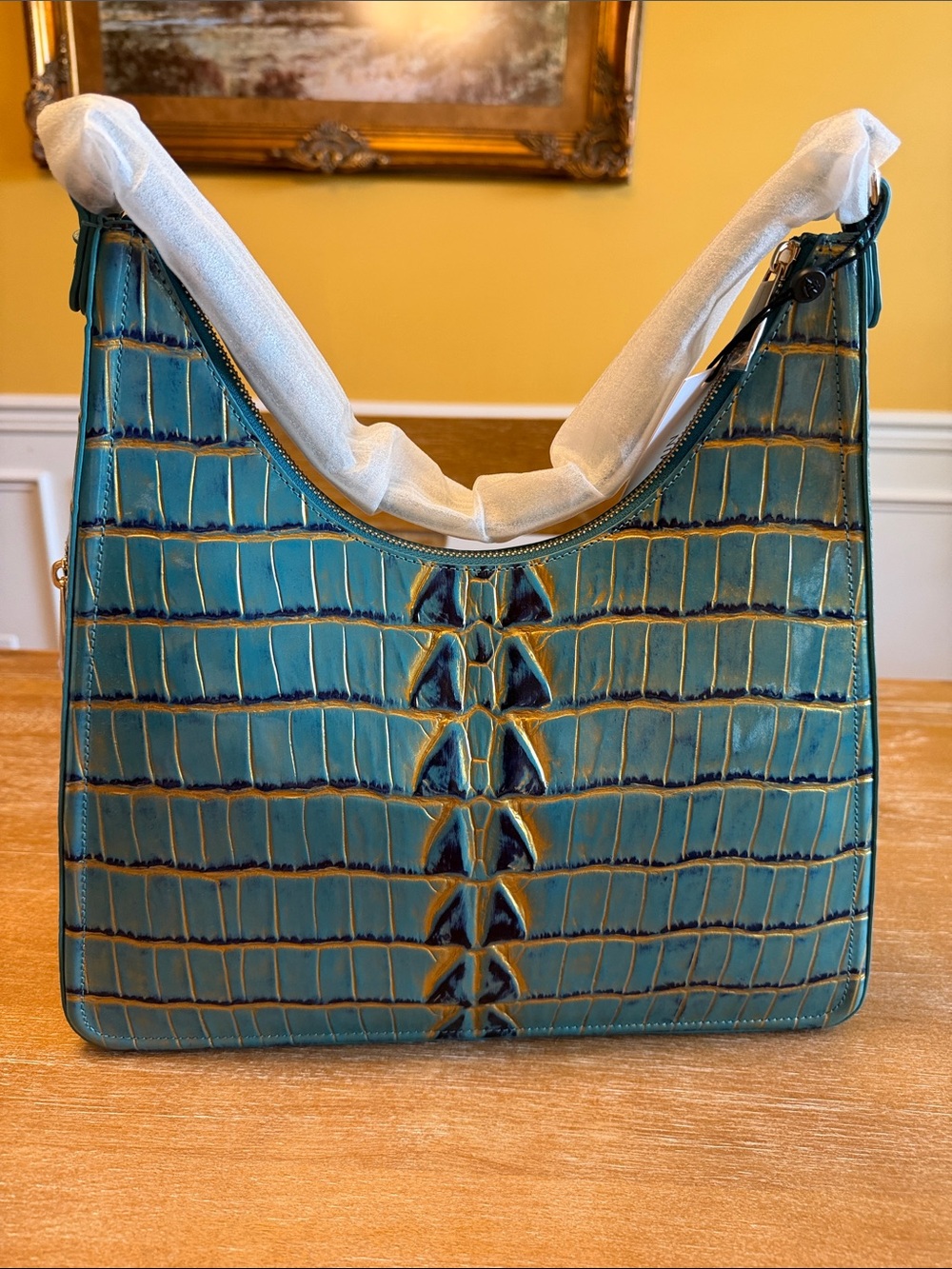 Brahmin Teal Croc-Embossed Tabitha Shoulder Bag - Picture 2 of 6